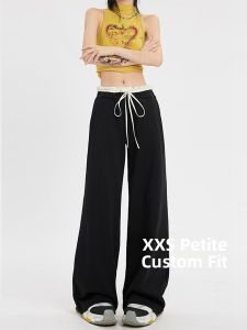 High Waist Straight Leg Casual Pants Womens Autumn Wide Leg Sweatpants Corded Ruffle Design Short plus Size Fashion