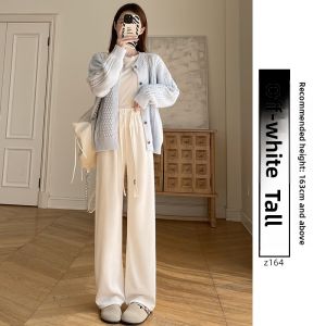 YAYANGREN | Gray Corduroy Womens Loose Wide Leg Trousers