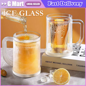 Creative Beer Ice Cups Reusable Interlayer Chilled Beverage Ice Glass Cup Refrigerator Cooling Freezer Drinks Mugs for Party Bar