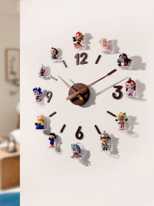 นาฬิกาตั้งโต๊ะแบบติดผนัง Labubu Bubble Monster ที่จัดเก็บของเล่น DIY แบบแสดงตัวละคร นาฬิกาแบบเงียบสร้างสรรค์ สำหรับห้องนั่งเล่น