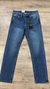 Quần jean nam cao cấp xanh trung vải không phai Kazata hàng vnxk ống 17-19cm