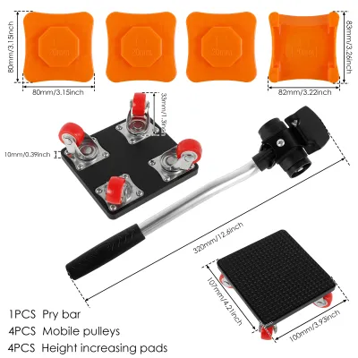 9/5pc Heavy Duty Furniture Lifter Transport Tool Mover Roller Furniture Mover Set Moving Device Lifting Helper LaborSaving Dolly