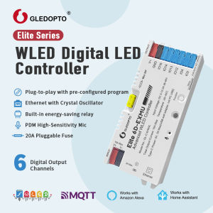 GLEDOPTO Elite 6D-EXMU WLED Controller DC5-48V Eth+WiFi PDM Mic Relay for WS2811/2812B/2815/SK6812 Dig.Addr.RGB IC Strip
