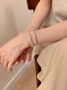 Elegant Pure Silver Rose Pearl Single Diamond Manta Bracelet Fashionable Minimalist Luxury Hand Chain Jewelry for Women