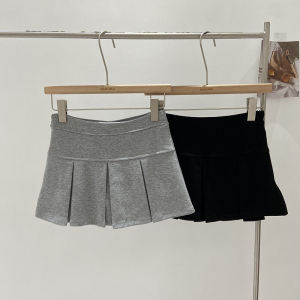 สีเทา พลีท Mini กระโปรง ผู้หญิง ฤดูร้อน 2024 ใหม่ สไตล์เกาหลี เซ็กซี่ ลำลอง หลากหลาย Anti-Light High เอว Half Body กระโปรง