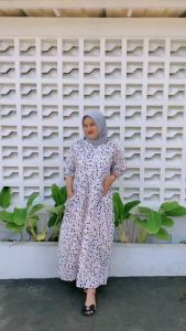 Daster Long Yohana Panjang Semata Kaki Busui Full Kancing Tangan 3/4 Bahan Rayon Premium