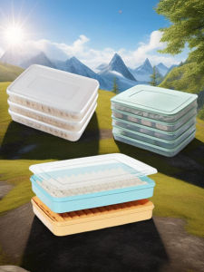 Large Rectangular Plastic Food Storage Container Seafood Preservation Box Flat Wide for Steak Dumplings Winter Dumplings