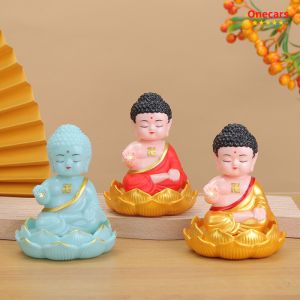 Tượng Phật Gõ Mõ Gật Đầu – Năng Lượng Mặt Trời Trang Trí xe hơi ô tô Bàn Làm Việc Phong Thủy Tốt