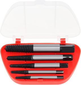 Rafford 6Pcs Broken Screw Extractor Kit is made of 35# Cr-Mo and can easily remove broken screws fallen screws and studs.
