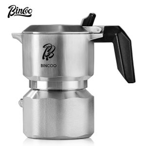 BINCOO ชุดอุปกรณ์ชงกาแฟชุดหม้อกาแฟต้มเบียร์ขนาดเล็ก316วาล์วหม้อโมก้าสามตัวเหล็กสแตนเลสเอสเปรสโซ่สใช้ในบ้าน