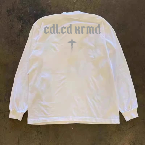 เสื้อยืดคู่รักแขนยาวผ้าฝ้ายแท้ 310 ทรงหลวม สไตล์ย้อนยุค สวมใส่สบาย สำหรับผู้ชายและผู้หญิง