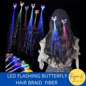 LED RGB Flashing Butterfly Hair Braid Fiber Optic Festival Hair Accesory