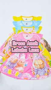 Dress Baju Anak Perempuan Labubu Full Printing Umur 2 - 8 Tahun [ABEL]
