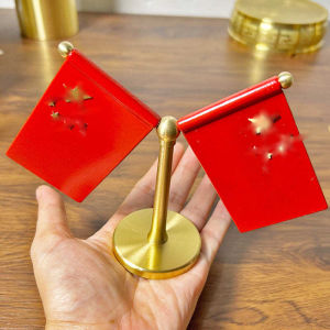 Handmade Pure Brass Creative Office Desktop Flag Ornament Car Decorative Copper Artifacts Display Piece Business Supplies