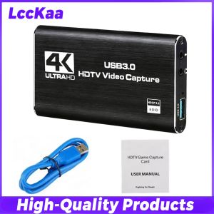 4K USB 3.0 Video Capture Card 30HZ HDMI-Compatible HD Live Video Recorder Grabber for PC PS4 OBS Game Recording Game Audio Mic