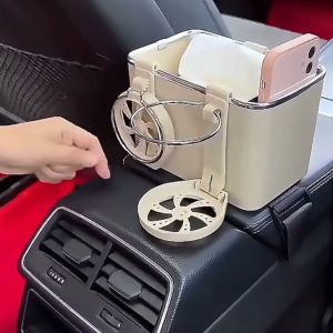 MANHADA รถยนต์กล่อง พร้อมที่วางแก้ว กล่องกระดาษ เก็บของ พร้อมที่วางแก้ว สำหรับ รถยนต์