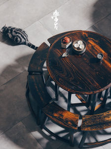 XUEGU | Retro Style Folding Solid Wood Table 90cm