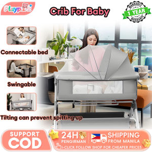 Crib For Baby 3-in-1 Adjustable - Foldable Liftable Bassinet with Mosquito Net Storage Basket Universal Wheels 0-3 Years