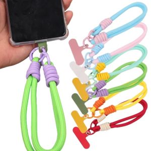Universal Colorful Woven Mobile Phone Lanyard Short Wrist Strap Cell Phones Case Anti Lost Hanging Rope Detachable Cord