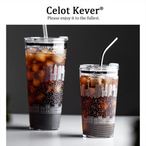 Large Capacity Aesthetic Glass Straw Cup