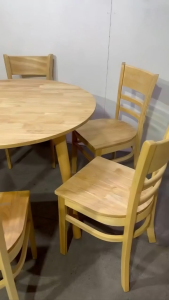 Bộ bàn ăn tròn + 6 ghế Cabin gỗ cao su tự nhiên – Thiết kế hiện đại chắc chắn - Bh 1 năm