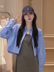 Oajer Flagship Store เสื้อเชิ้ตผู้หญิงสไตล์เกาหลีฤดูใบไม้ร่วง ดีไซน์กระโปรงสั้น ทรงหลวม แขนยาว ปกติ