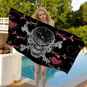 Horror Skull Gothic Bath Towel Microfiber Soft Water Absorbing Breathable For Girl Kids Decorative Cartoon Beach Towel