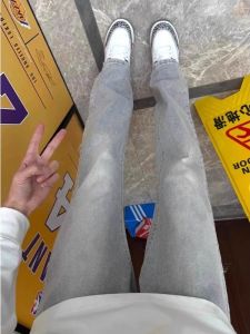 Smoke Grey Faded Mens Straight Leg Jeans CleanFit High Street Slimming Bootcut American Style Spring Autumn New Arrival