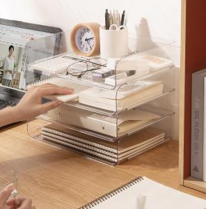 Stackable A4 Paper Trays Desktop File Tray Document Paper Organizer Home Office Stationery Storage Holder