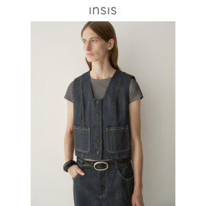 INSIS FEMME | Vintage Literary Flared Collar Multi-button Denim Vest