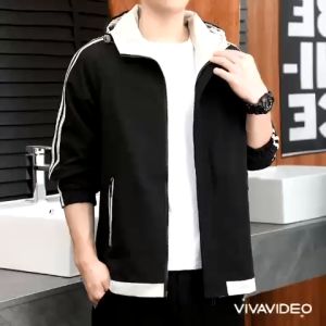 Áo khoác dù nam có nón cao cấp tay phối sọc cá tính SGG1066