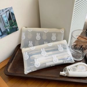 Kawaii Miffy Cute PVC Transparent Waterproof Pencil Case Stationery Bag Rabbit Makeup Storage Bag Gift Toy for Girl