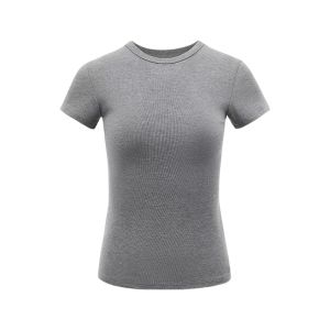 YUEZHONGWEI | เสื้อยืดแขนสั้นถักสีเทาทรงเข้ารูปสำหรับผู้หญิงในช่วงฤดูร้อน เสื้อแขนกุดทรงเข้ารูปสไตล์เกาหลีสำหรับผู้หญิงวัย 18-35 ปี