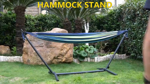 Portable Camping Hammock with Stand Heavy Duty Hammock Outdoor Indoor Hammocks Hanging Bed Outdoor Swing Hammock for Travel Picnic Patio Yard Easy to Install