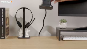 TESSAN 8-Outlet Surge Protector Power Tower with 2 USB-A & 1 USB-C Ports UK Plug 2m Cable - Black