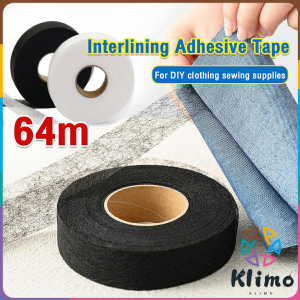 Klimo Double Sided Interlining Adhesive Fabric Black White Clothes Apparel Tape 64m/Roll