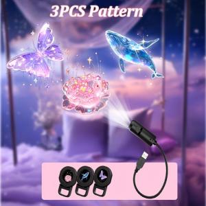 HUXUAN | LED USB Projector Light 3/6pcs Portable Adjustable Patterns Night Light for Home Decorative Ambient Use