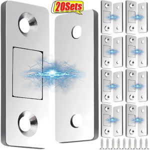20Set Strong Magnetic Cabinet Catches Ultra-Thin Door Magnets Invisible Adhesive Furniture Drawer Window Door Closer Latches