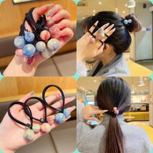 2024 รัดผมลูกปัดใหม่สำหรับเด็กผู้หญิง หางม้า รัดผม รัดผม ทรงหางม้า สีสันระดับไฮเอนด์ รัดผมสไตล์เกาหลี วัสดุยางยืด