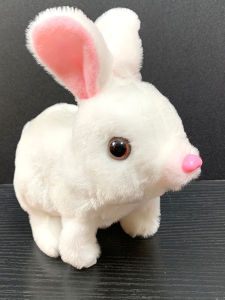 Electric Plush White Bunny Toy Walking Ringing Ears Childrens Birthday Festival Gift Doll Soft Stuffed Animal Toy for Kids