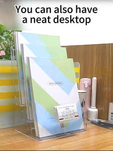 Nearra Transparent Acrylic A4 Multi-Layer Display Stand Wall-mounted Rack Desktop Catalog Document