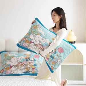 Thickened Pure Cotton Flannel Pillowcases Soft Cotton Bedding Single Person Pillow Covers Breathable All Seasons Cartoon Design
