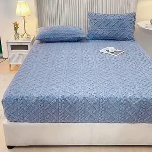 Velvet Bedsheet Dust Resistant Fully Wrapped Anti-Slip Mattress Protector Bed Sheet Only
