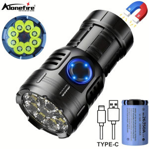 Alonefire X68 8xLED Super Bright Mini LED Flashlight Type-C USB Rechargeable Waterproof Outdoor Emergency Camping Lantern Torch
