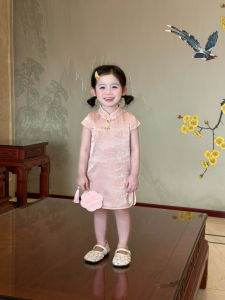 Summer Girls Qipao Style Dress With Traditional Knot Buttons