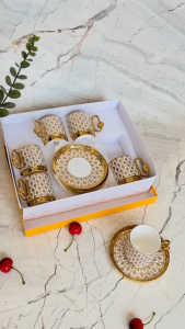 Cup Set Cangkir Keramik Gold Minimalis Satu Set Import