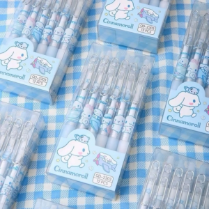 Pen Dakwat Cinnamoroll Gel Ink Pen 1PC 0.5mm Metal Click Cute Cartoon Student Stationery Office Pen