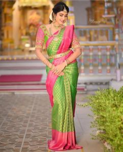 Sg Readystock SOFT LICHI SILK SAREE WITH BEAUTIFUL RICH PALLU AND JACQUARD WORK WITH EXCLUSIVE BEAUTIFUL JECARD BORDER BLOUSE PIECE