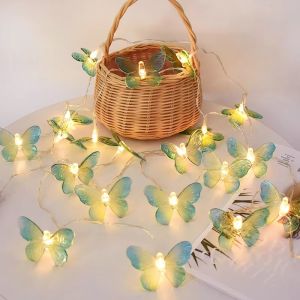 10/20/40LEDS Indoor Butterfly String Lights Fairy Night Lamp Room Garland Curtain Girls Brithday Wedding Party Decoration Lights