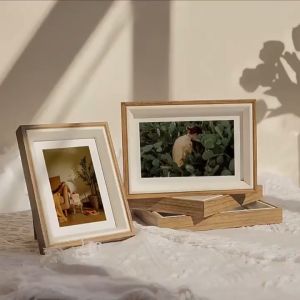 Wooden Photo Frame Home Decor Fashion Art Picture Frame Tabletop Wall Hanging Photo Frame Pink Black and White Wood-Grain Photo Frame A4/4*6/5*7/A5/8*10inch